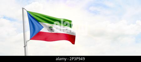 Die Flagge Äquatorialguineas winkt im Hintergrund. 3D-Rendering Stockfoto