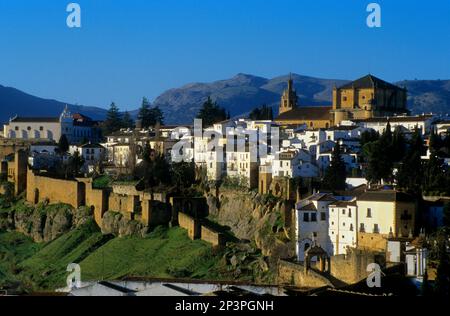 Ansicht von Ronda. Bei richtigen Kirche 'Santa Maria la Mayor'. Ronda. Provinz Málaga, Spanien Stockfoto