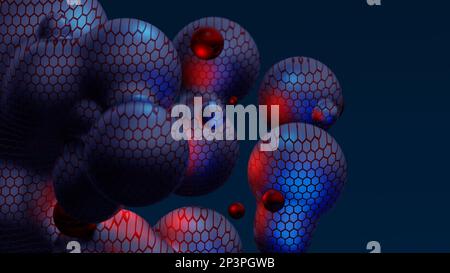 Abstrakte Neon-Metaball mit Scale Reptile Texture Meta Ball Bubble Transition Transformation für Business-Präsentation Hintergrund Stockfoto