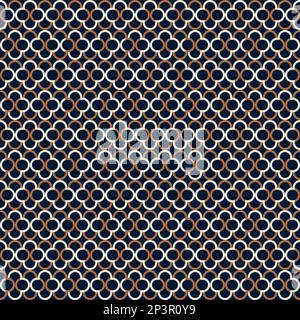 Hintergrund mit abstrakten geometrischen Mustern und quatrefoliförmiger Textur. Nahtlose Gitterlinien in Blau und Gold. Einfaches minimalistisches Geometriemuster Stock Vektor