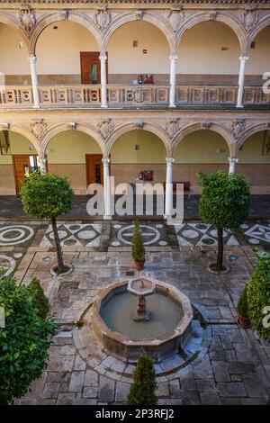 Innenhof des Palacio de Jabalquinto (16. Jahrhundert), Baeza. Provinz Jaén, Andalusien, Spanien Stockfoto