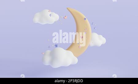 blaue 3D-Abbildung auf hellem Hintergrund. Heller Hintergrund. Blauer Hintergrund. Isolierter Hintergrund. Blauer Himmel. Poster, Banner, Karte, Hintergrund. Artikelposition Stockfoto