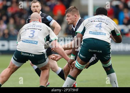 Newcastle am Sonntag, den 5. März 2023. Jamie Blamire of Newcastle Falcons tritt am Sonntag, den 5. März 2023, beim Gallagher Premiership Match zwischen Newcastle Falcons und London Irish im Kingston Park in Newcastle ein. (Foto: Chris Lishman | MI News) Kredit: MI News & Sport /Alamy Live News Stockfoto