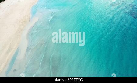 Luftblick Naturparadiesstrand im mittelmeer, sa Coma Mallorca, Balearen Stockfoto