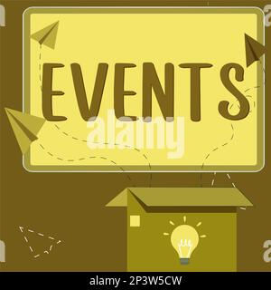 Textereignisse werden geschrieben. Konzeptionelle Fotofunktion zur Generierung von Geld für gemeinnützige Zwecke bei einem überfüllten Anlass Stockfoto