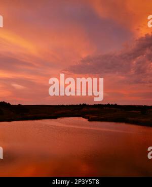 Sonnenuntergang, Niobrara River, Niobrara State Park, Knox County, Nebraska Stockfoto