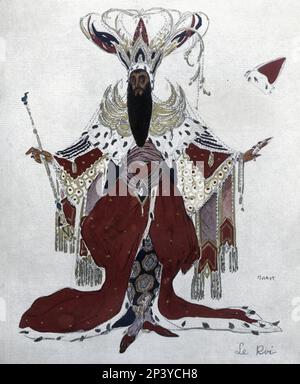 Der König. Originaldesign von Leon Bakst für die Gala-Darbietungen, die 1907 von Serge de Diaghilew's Russian Ballets in Paris und London stattfanden. Stockfoto