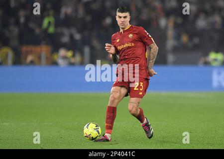 Rom, Italien. 05. März 2023. Gianluca Mancini von AS Roma während des Fußballspiels der Serie A zwischen AS Roma und dem FC Juventus im Olimpico-Stadion in Rom (Italien), 5. März 2023. Foto: Antonietta Baldassarre/Insidefoto Credit: Insidefoto di andrea staccioli/Alamy Live News Stockfoto