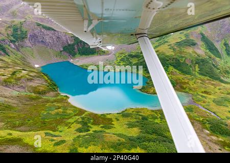 Flugschau von Haines über die Fair Weather Range im Glacier Bay National Park im Südosten Alaskas, USA. Stockfoto