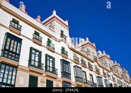 Aussichtspunkt Türme der Casa de Las Cinco Torres, Plaza de España. Cádiz. Andalucía. Spanien Stockfoto