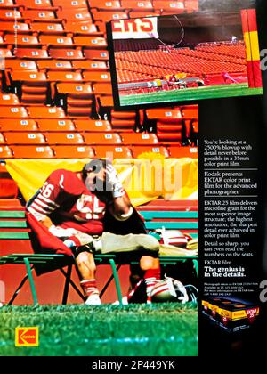 Kodak Ektar Filmwerbung in einem Magazin in NatGeo April 1991 Stockfoto