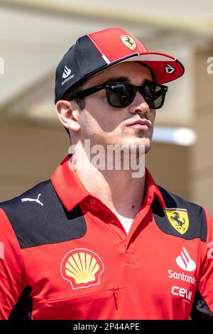 Sakhir, Bahrain. , . Weltmeisterschaft F1 2023. Bahrain GP. Nr. 16, Charles LECLERC, MCO, Team Scuderia Ferrari, SF23, MANAMA, BAHRAIN, Sakhir Circuit, 5. März 2023: Nr. 16, Charles LECLERC, MCO, Team Scuderia Ferrari, SF23, Am 05. März während des Formel 1 Grand Prix in Bahrain auf der Bahrain International Circuit in der Nähe von Manama City in der Stadt Sakhir. 2023. Formel 1 - F1 Motorsport, gebührenpflichtiges Bild, Foto und Copyright © Cristiano BARNI/ ATP images (BARNI Cristiano /ATP/SPP) Kredit: SPP Sport Press Photo. Alamy Live News Stockfoto
