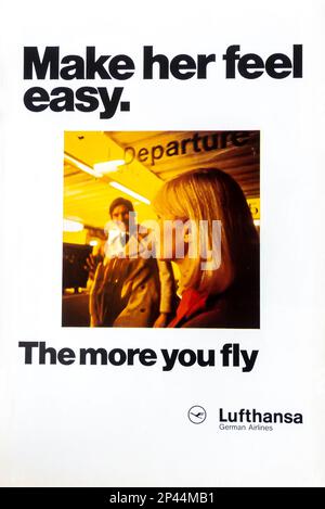 Lufthansa-Werbung in einem Magazin in NatGeo, August 1974 Stockfoto