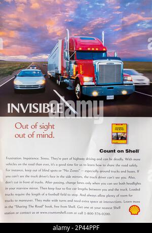 Shell-Werbung in einem NatGeo Magazin Mai 2000 Stockfoto