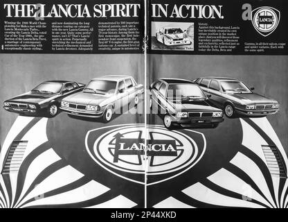 Lancia-Werbung in einer NatGeo-Zeitschrift Juni 1981 Stockfoto