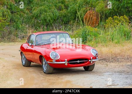 1962 Rot Jaguar FHC Sportwagen vom Typ E Stockfoto