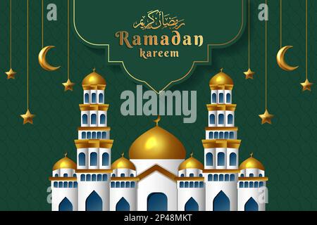 ramadan-Karäm-Vektordesign mit Gradientenmoschee, Mond und Sternen Stock Vektor