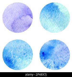 Aquarellblau Winter Frost Circle Vektorstruktur Hintergrund isoliert. Stock Vektor