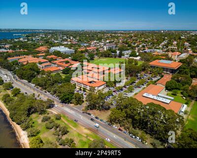 Der Campus der University of Western Australiain Perth aus der Vogelperspektive Stockfoto