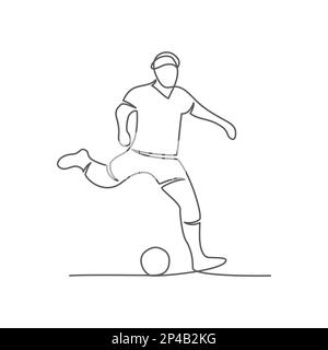 Fußball eine Linie Zeichnung auf weißem Hintergrund Stock Vektor