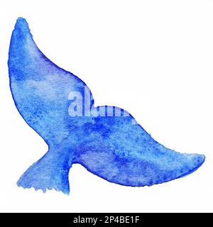 Aquarellblauer Walschwanz unter Wasser isolierter Vektor. Stock Vektor