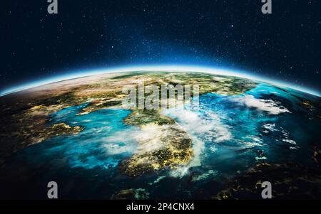 Planet Erde - Korea. 3D-Rendering. Elemente dieses Bildes, bereitgestellt von der NASA Stockfoto