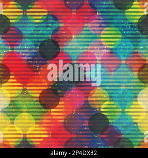 Nahtloses Retro-kreisförmiges Muster mit Grunge-Effekt Stock Vektor