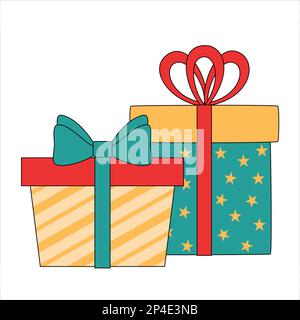 Vektorabbildung für ein Paar Weihnachtsgeschenkschachteln Stock Vektor