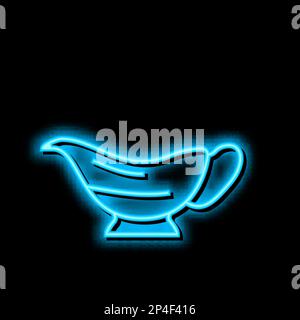 Abbildung des Leuchtsymbols „Sauce Boat Neon“ Stock Vektor