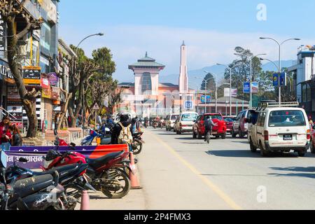 Durbar Marg Avenue und Narayanhiti Palace oder Neue Royal Palace, Kathmandu, Nepal Stockfoto