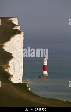 1831 begannen die Bauarbeiten am Leuchtturm Belle Tout auf der nächsten Landzunge westlich von Beachy Head. Es wurde 1834 in Betrieb genommen. Weil Nebel und niedrig Stockfoto