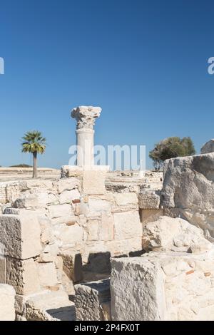 Zypern, Säulen der archäologischen Stätte Kourion bei Limassol. Stockfoto