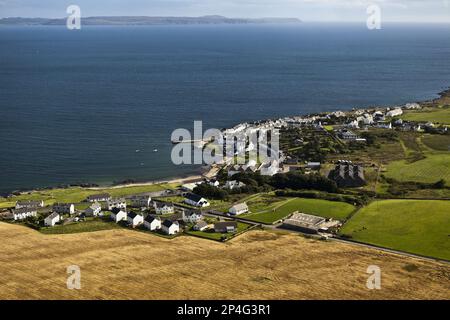 Luftaufnahme der Küste und des Dorfes, Port Charlotte, Isle of Islay, Innenhebriden, Schottland, Vereinigtes Königreich Stockfoto