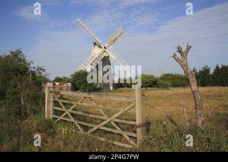 Turmmühle aus dem 19. Jahrhundert, Thelnetham Windmühle, Thelnetham, Little Ouse Valley, Suffolk, England, Vereinigtes Königreich Stockfoto