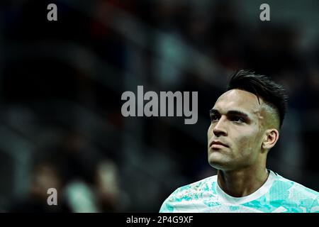 Mailand, Italien, am 5. März 2023. Lautaro Martinez vom FC Internazionale während des Fußballmeisterschaftsspiels FC Internazionale gegen Lecce der italienischen Serie A im San Siro Stadium in Mailand, Italien am 5. März 2023 Kredit: Piero Cruciatti/Alamy Live News Stockfoto