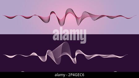 Color Sound Wave auf dunklem Hintergrund, Technologie und Erdbeben-Wellendiagramm Konzept, Design für Musikstudio und Wave-Funktion Konzept, Vector Illust Stock Vektor