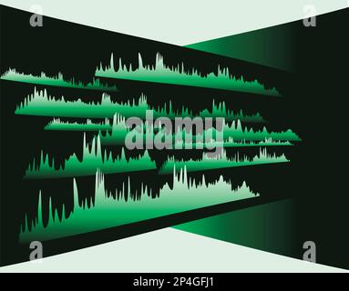 Musik-Equalizer auf schwarzem Hintergrund. Soundwave in grüner Farbe. Bearbeitbare abstrakte Vektordarstellung Stock Vektor
