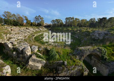 Anfiteatro Romano, Neapolis, Syracuse, Sizilien, Italien Stockfoto