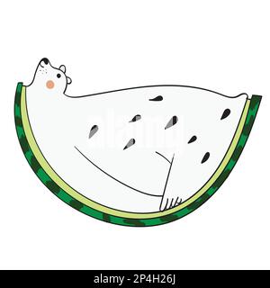 Bär - Wassermelone, Vektordarstellung in Form einer Wassermelone. Stock Vektor