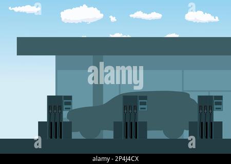 Generische Silhouette für Tankstellen und Kraftstoffpumpen. Vector Tankstelle. Stock Vektor