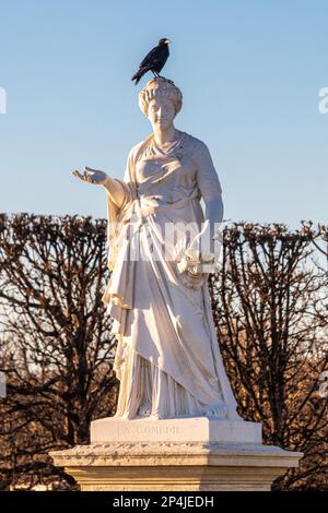 Julien Toussaint Roux's Statue von La Comedie in den Tuilerien, Paris, Frankreich Stockfoto