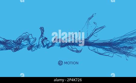 Spritzwasser Nachahmung. Array mit dynamischen Emittierten Teilchen. Zusammenfassung Hintergrund. Vector Illustration. Stock Vektor