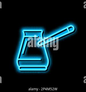 abbildung des symbols „cezve for Brew Coffee“ mit Neonlicht Stock Vektor