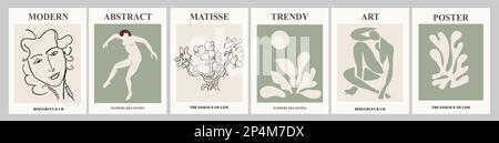 Abstrakte Poster in modernen salbeigrünen Farben. Stock Vektor