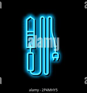 Abbildung des Symbols für elektrisches Messer, Imkerei, Neonglühen Stock Vektor