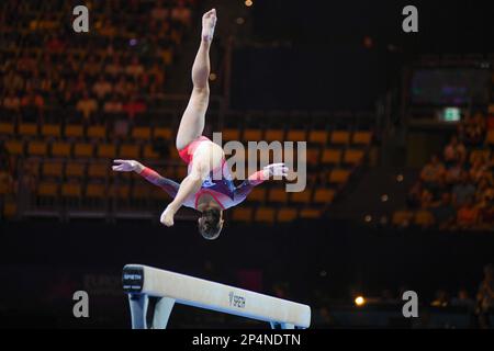 Jennifer Gadirova (Großbritannien). Europameisterschaften München 2022: Kunstturnen, Frauen-Team-Finale Stockfoto