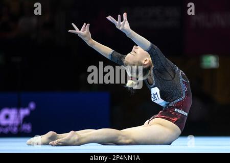 Alice D'Amato (Italien, Goldmedaille). Europameisterschaften München 2022: Künstlerische Gymnastik, Finale der Frauenmannschaft Stockfoto