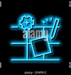 Abbildung des Neonleuchtsymbols zum Zerlegen der fliesen Stock Vektor