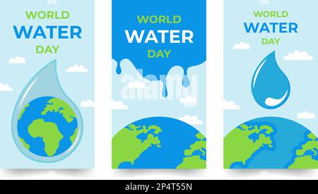 Sammlung Von World Water Day Informing Bannern Mit Earth Vector Illustration In Flat Style Stock Vektor