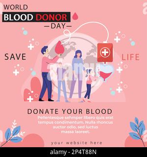 World Blood Donator Day Awareness Template Design Vector Illustration Stock Vektor